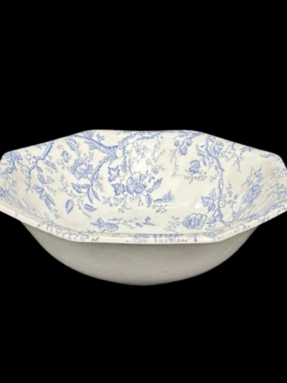 Vintage Johnson Brothers Hyde Park Octagonal Bowl Blue White English Chintz - Picture 4 of 7